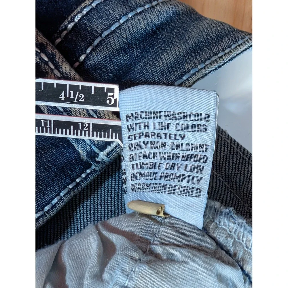 Telepatia Wide Leg Jeans Blue Denim Rhinestone Button GR25015 Mens Size 7/28 NEW
